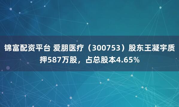 锦富配资平台 爱朋医疗（300753）股东王凝宇质押587万股，占总股本4.65%