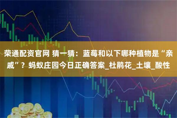 荣通配资官网 猜一猜：蓝莓和以下哪种植物是“亲戚”？蚂蚁庄园今日正确答案_杜鹃花_土壤_酸性