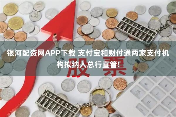 银河配资网APP下载 支付宝和财付通两家支付机构拟纳入总行直管!